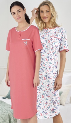 Damart Pack of 2 Short Sleeve 100% Cotton Nightdresses